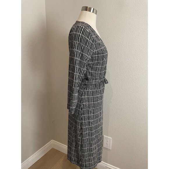 Ann Taylor Womens 6 Wrap Dress Black & White Pattern Stretch - Picture 6 of 8